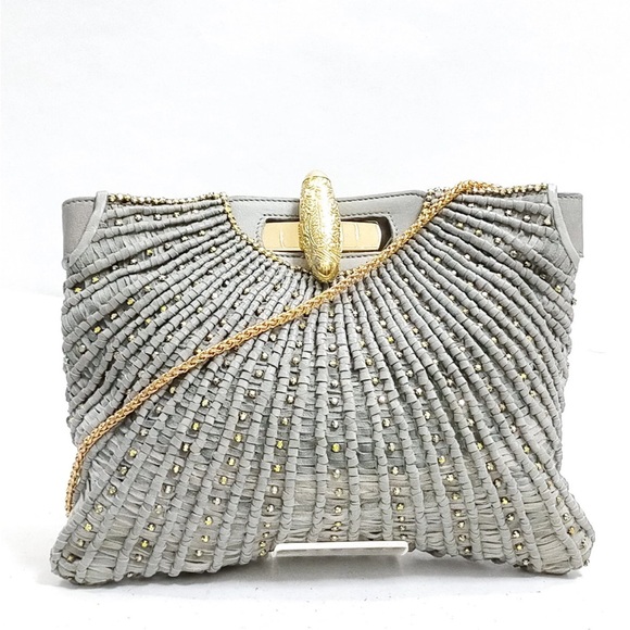 Etro Milano Handbags - Etro Gray Shoulder Bag with Gold Accents